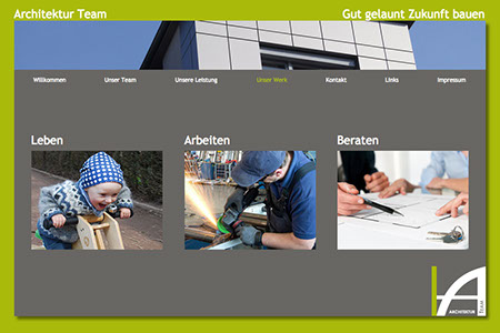 Bild Startseite von www.architekturteam.com, Kunde Christine Oetinger und Friderike Proff, Archtiektinnen in Düsseldorf