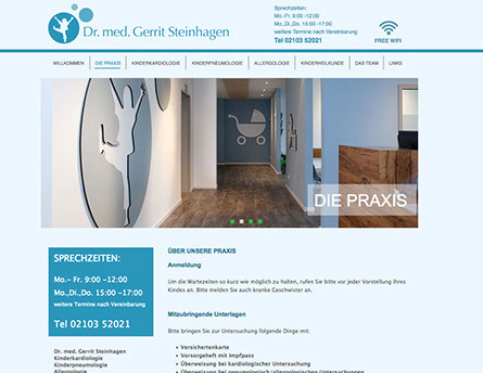 Referenz Startseite zu Internetauftritt Dr. med. Gerrit Steinhagen, Kinderarzt , Kinderkardiologe, Kinderpneumologe